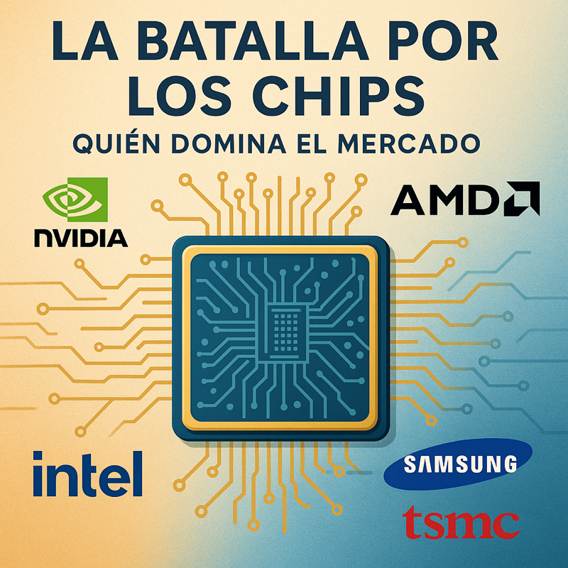 Ilustración sobre la batalla global por el mercado de chips y semiconductores