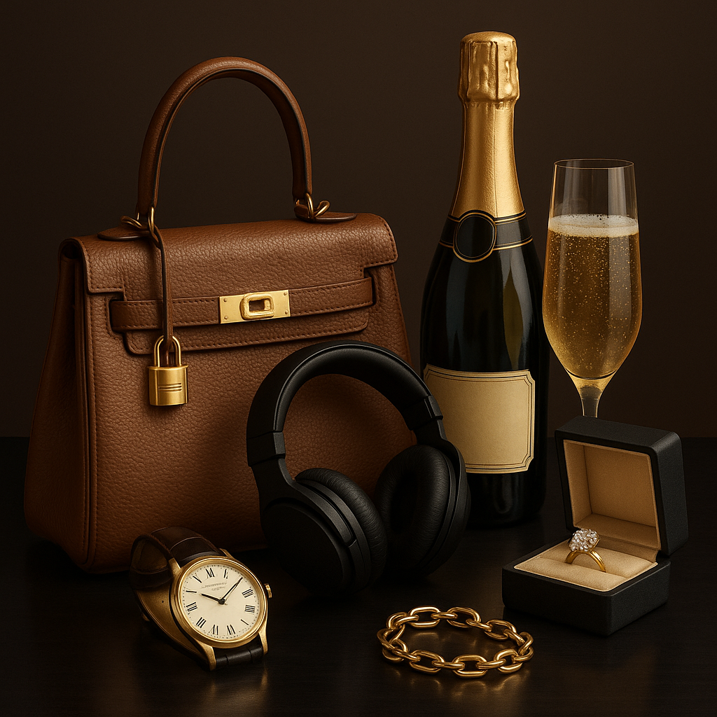 Ilustración de elementos asociados al sector del lujo