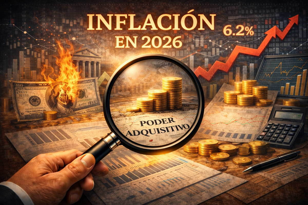 Ilustración conceptual sobre inflación persistente y protección del capital en 2026
