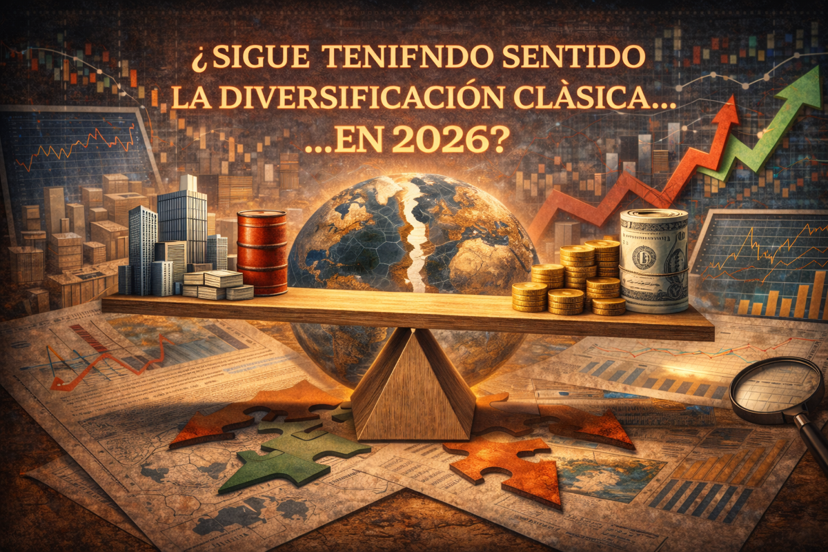 Ilustración conceptual sobre diversificación de cartera y estrategia de inversión en 2026