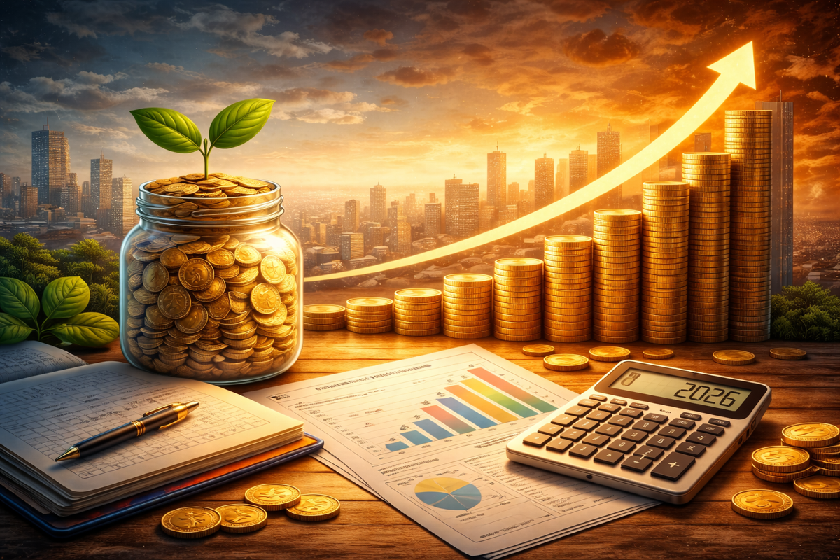 Ilustración conceptual sobre el crecimiento de una inversión mediante interés compuesto